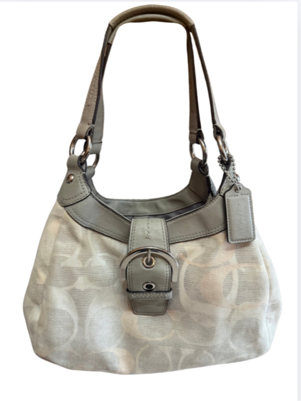 Coach Soho Lynn Hobo F19213 Pink Grey Jacquard Y2K Shoulder Bag Hangtag